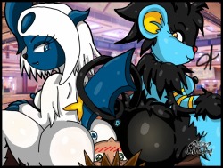 pokemonsexyacademy:  - Commission for Playful-Absol - &ldquo; ..Absol and Luxray doing a face sitting, there are a lucky boy here..!&rdquo;
