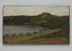 the-met-art:  Lake Albano and Castel Gandolfo by Camille Corot, European PaintingsMedium: Oil on paper, laid down on woodPurchase, Dikran G. Kelekian Gift, 1922 Metropolitan Museum of Art, New York, NYhttp://www.metmuseum.org/art/collection/search/435974