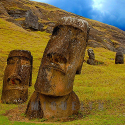 Pondering the inescapable future (Moai statues on Easter Island, Chile)