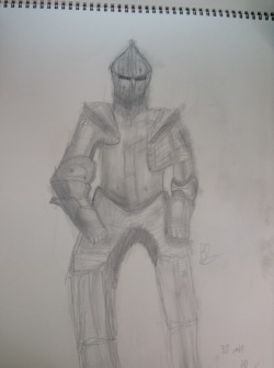 smittygir4mod:  Went to the art museum with a class today and drew there. This was the result. 30 minute quick draw of a full suit of knight armormostly proof that im alive, just doing college work  