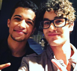 darrenandchrisnews:    darrencriss Congrats on the new single release, @jordan_fisher ! Glad we could meet, looking forward to hearin the whole record 🤘🏼   April 11, 2016 