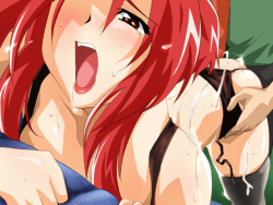Busty red headed hentai girl getting fucked from behind with cum dripping off her hot ass body.