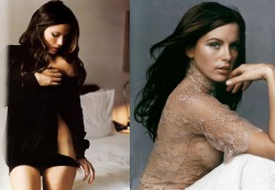 Kate Beckinsale (born Kathrin Beckinsale), English actress married to American film director Len Wiseman best known for the Underworld series. Daughter of actor Richard Beckinsale and actress Judy Loe. She has worked occasionally as a model. Bottom pictur