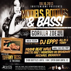 Everyone come and join me this Friday Night @Mekka in Downtown Miami along side  some of the sexiest models in South Florida, @djepps   and Gorilla Zoe !! 贄 bottles until 1am. See you there ;) #invitemiami #fridaynight #modelsandbottles #djepps #hosted