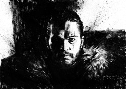 gameofthrones-fanart:  The King in the North: Amazing Ink Illustration of Jon Snow by Drumond Art  Like us on Facebook