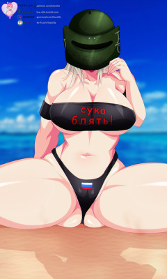 Russian Waifu Goddess, mounted and loaded!!  Aaaand, closing the R6Siege Summer Collection with a genderbend of our Lord Tachanka&ndash; In this case Goddess (⊙ヮ⊙). Anyways, I had lots of fun doing this collection, ((it made my summer less terrible