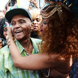 amyadams-archive:  Rihanna and her Grandfather at the Kadooment Day Festival in Barbados for Cropover 2015 