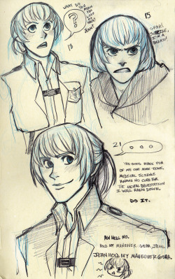 Armin Arlert at canon&rsquo;s age, eighteen, and twenty-one. Complete with snarky little captions and a bonus chibi. And yes, I&rsquo;d figure that it will take almost an additional three years before Jean finally tries to woo Armin with the same line