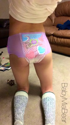 babymiabear:  Daddy put me in a Princess Sofia pull-up cebause that’s all we had for a change. 