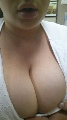 hmcouple:  More cleavage and more lips at my desk per request ;)- Mrs