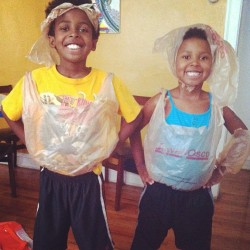 Look at my babies! They even have on &ldquo;plastic bag boots&rdquo;. #plastic #bag #gear #fun #thejrz #silly #instaphoto #creative