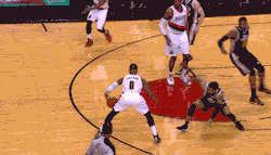 nbacooldudes:  You knew it was going to be a long night for Trey Burke and the Utah Jazz when Damian Lillard busted out this stepback to start the game… Except you’d be wrong because Burke’s night was cut short by the ass-kicking Portland delivered