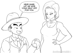 funsexydragonball: aceliousartsxxx:  Inspired by @toshkarts reply on this post  Also a nice throwback to Krillin’s old suit :) @chestnutisland Picarto - Twitter - Buy Me Coffee - Donate  God, this killed me!  lol XD