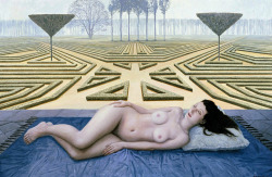 bellsofsaintclements: “Nude in a landscape” (2004) by British-Australian artist Mike Worrall (*1942).