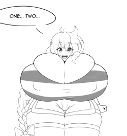 kazuyadraws: Hey! Eyes down here, buddy! Yeah, in the cleavage of these absolutely gigantic melons. I wanted to draw @theycallhimcake something, so I decided to do some lewd of his essential dullahan girl, Cassie! 
