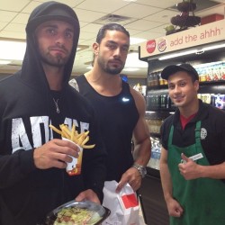 christianscharisma:  briannabelievesintheshield:  believeindeanambrose:  Seth rollins and roman reigns in tokyo japan  Wow  I gasped when I saw this then I was like, “Besties.”