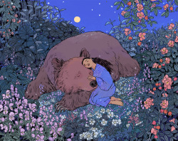 em-niwa: Surku (monkshood)  This is inspired by some amazing stories I heard in Japan about Ainu women raising bear cubs.  buy this print | twitter | read my comic | patreon | instagram please don’t remove my captions &lt;3 