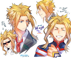 nvaleeln:  All Might as a student. I’m pretty sure we haven’t seen All Might as a young man yet. But, perhaps, the author will reveal that later! With that big, cheery smile, he always looked happy as ever! 