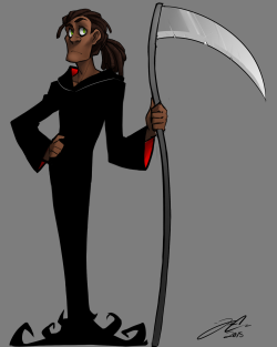 boomsheikas-art-blog:  drakespeanuthead:  shakymaru:  boomsheikas-art-blog:  I don’t care if he has a canon design for when he was alive or not, Grim is Jamaican and not a creepy white guy like they tried to make him in the actual show  OK BUT HE WAS
