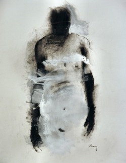 welovepaintings:Harry AllyFigure #84Charcoal &amp; acrylic on paper