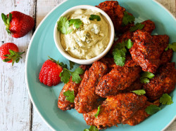 foodffs:  Oven-Baked Strawberry-Chipotle Wings With Avocado-Blue Cheese DipReally nice recipes. Every hour.Show me what you cooked!