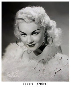 Louise Angel Vintage 50’s-era promo photo with a faded autograph to Burlesque fan, Ben Hamill..