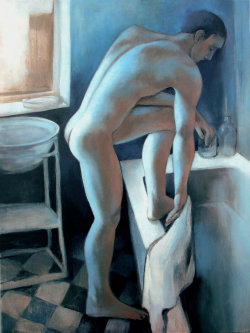 theonlyhankinla:  Male Nude In The Shower - Juliusz Lewandowski
