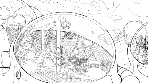 mnashadoodle:Farm pod backgrounds from the “BMO” Adventure Time: Distant Lands special. selected background layouts from BMO by BG design supervisor Mary Nash
