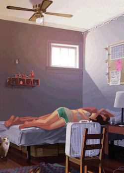 jedavu:  Charming Illustrated Cinemagraphs Reflect The Idyllic Mood Of Lazy Summer Days by Rebecca Mock 