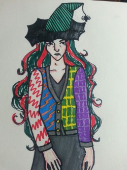 I kept making Makishima&rsquo;s hair too big, so I went fuck it and drew her as a witch.