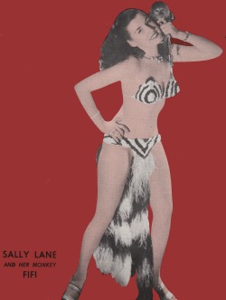 Sally Lane appears on the back cover of an old issue of &lsquo;Cavalcade Of Burlesque&rsquo;..