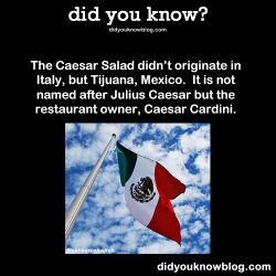 did-you-kno:  The Caesar Salad didn’t originate in Italy, but Tijuana, Mexico.  It is not named after Julius Caesar but the restaurant owner, Caesar Cardini. Source