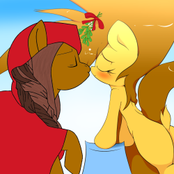 isle-of-forgotten-dreams:   &ldquo;I want try mistletoe too&rdquo; *leans in for her first kiss under the mistletoe*   Awe x3 Mistletoe kissu kissu (/’u’)/  X3 &lt;3