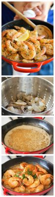 sweetlillyba:  Garlic Butter Shrimp - An amazing flavor combination of garlicky, buttery goodness - so elegant and easy to make in 20 min or less!Click to check a cool blog!Source for the post: Click