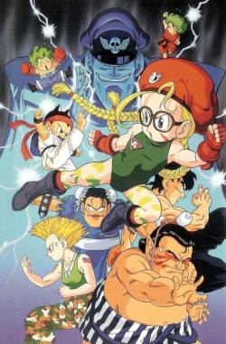 80s90sdragonballart:  hellostonehengetv:  Street Fighter by 鳥山 明 Akira Toriyama   The Dr. Slump cast cosplaying as the Street Fighter II cast. Not exactly Dragon Ball, but this was too cool not to post.