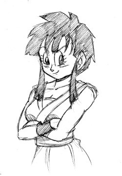   rollilolliÂ said toÂ funsexydragonball:  What do you think Pan would look like as an adult?  Another doodle. This sketch is based on another artist&rsquo;s take on adult Pan. Maybe I&rsquo;ll come up with something of my own sometime later.Â  