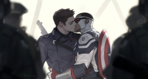 baicoco:    「Before the mission」  I’d love to see them having some superhero kiss  before a mission