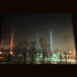Unusual Light Pillars over Latvia #nasa #apod #science #astronomy  #lightpillars #icecrystals