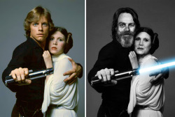 nonbinarypumpkin:  flavoracle:  daydreambeliever70:  Star Wars Actors Then (1977) and Now (2015)  In summary:  Luke grows a beard Leia becomes happy Han finds out there are buttons on his shirt  Luke also figured out how to turn his lightsabre on. 