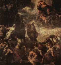 oldoils:  Moses Striking Water from the Rock Oil on canvas - 1577 | Jacopo Tintoretto 