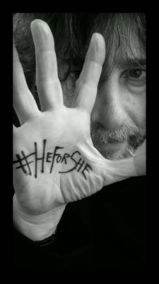 neil-gaiman:  http://www.heforshe.org/ Supporting it as a feminist and as a human beingâ€¦  (Photo by Amanda Palmer)