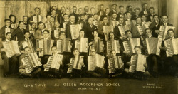 onceuponatown:  Brooklyn, New York: The Olzen Accordion School, 75 6th Ave. C.1930. They all went on to greatness. 