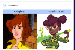 rasticore: blackmoonbabe:  corvidquills:  beeorchids:   Who’s gonna break it to them that this was actually April’s original look   @beeorchids how you formatted this post kinda makes it look like April is saying what you typed  More black!April for