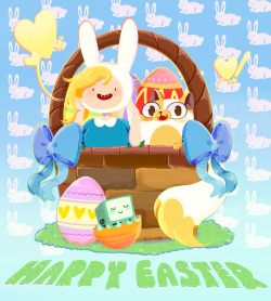 sketcheddy:  happy easter sunday! heres fionna and cake cause bunny ears and stuff 