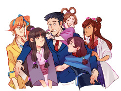 prospectkiss:  peppypear:  tomatomagica: Wright’s office is always filled with teen aged girls   Dad mode activated  Aw, you’re such a sweetheart, Phoenix. Everyone looks so vibrant - beautiful colors! 