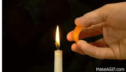 aquarian-sunchild:  sixpenceee:  did you know you can use an orange peel as a mini flamethrower? TRY IT !  &ldquo;Miss, do you really expect me to believe that you accidentally burned your house down with an orange peel?” &quot;Uh, it looked cool on