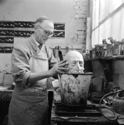 Chris Ware - Wax caster, Alec Williams making a model of Ivan The Terrible&rsquo;s head at Gem&rsquo;s (Wax Models) Ltd, in the Portobello Road area of west London. 1st May 1965.