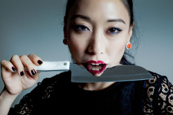 IRON CHEF JUDY JOO (carving knife) photographed by landis smithers