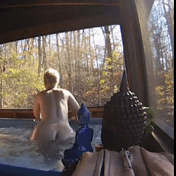 thephatbootycamp:In front of holy Buddha, I would savage that fat white ass with some steel hard BBC in that tub in the woods, in front of holy buddha