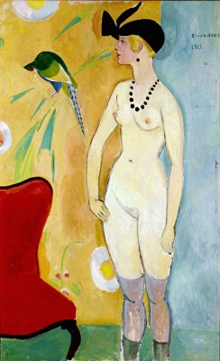 kundst:Einar Jolin (Swe (1890-1976)Nude with hat (Naken modell med hatt), 1917Oil on canvas, 124 × 84 cm“You van leave your hat on …”